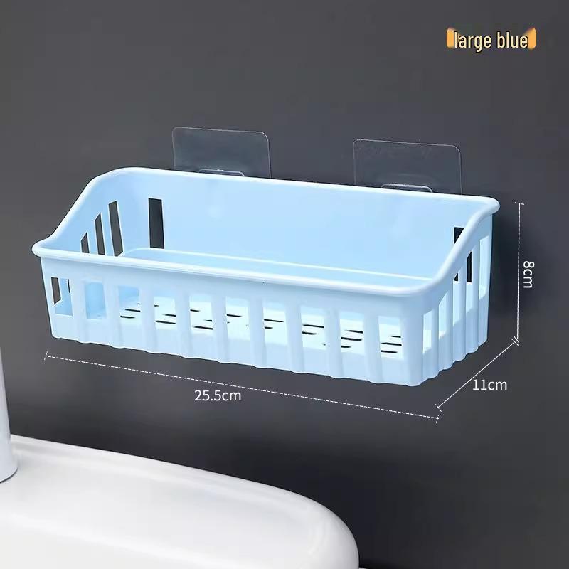 Пластиковая настенная полка для хранения в ванной, установка без сверления