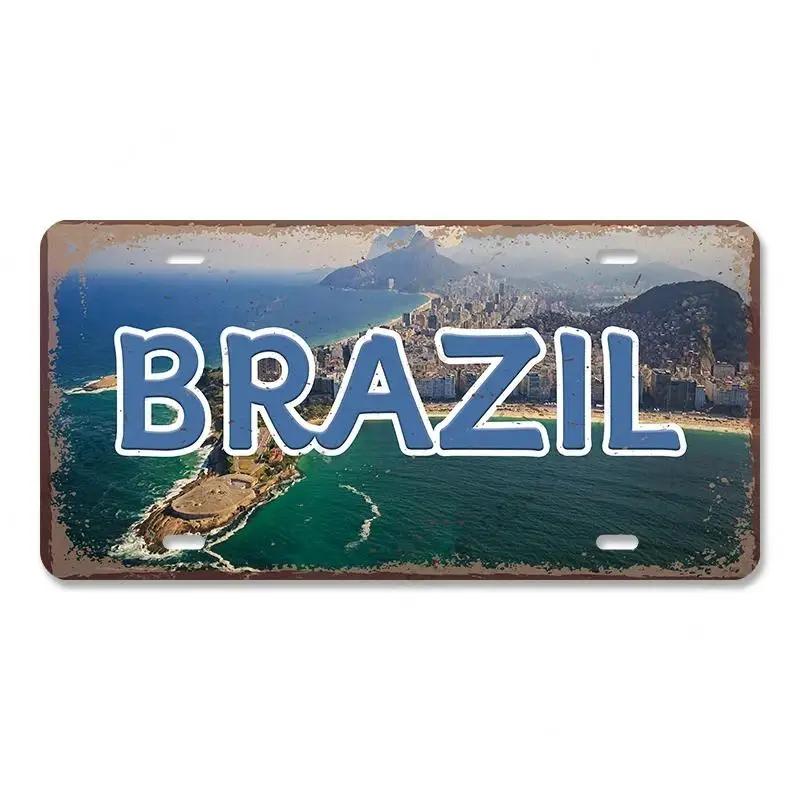 Винтажный кантри столица номерной знак металлические знаки ретро Америка Франция Бразилия металлический плакат пещера человек кафе бар паб настенный декор