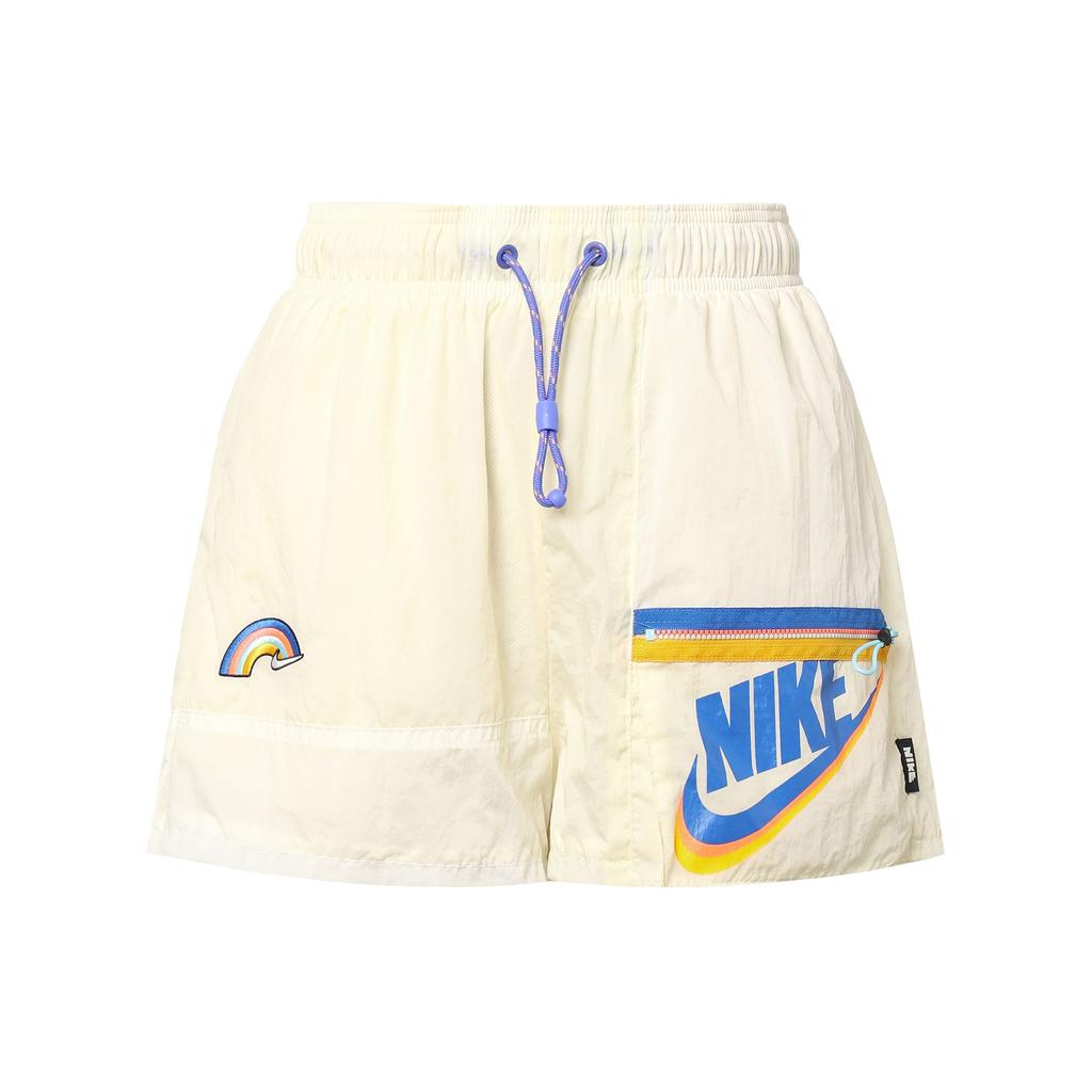 Nike Женские шорты с разноцветным буквенным логотипом Icon Clash, бежевые, DJ5376-111