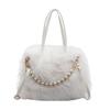 Temperament Versatile Furry Portable Small Bag Fashion Pearl Shoulder Bag Autumn and Winter Texture Ladies Commuter Messenger Bag