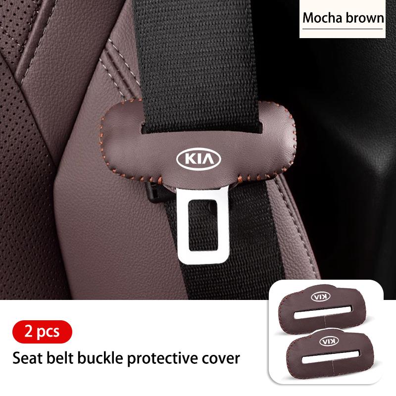 Car Seat Belt Buckle Protective Cover Leather Stylish Decoration For KIA Ceed Sportage Rio K5 K2 Optima Cerato Proceed Venga