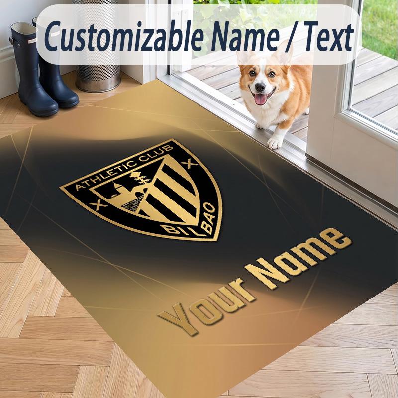 Custom Text Printed Rug Athletic Bilbao FC Non Slip Floor Carpet For Home Room Decor