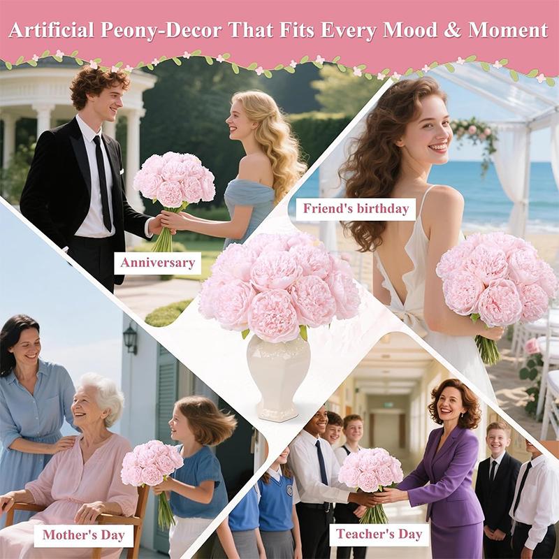 3/5/10 шт. Головки искусственных пионов 20 см Искусственный цветок со стеблем для домашнего декора Свадебное украшение DIY Ремесло Аксессуар для венка