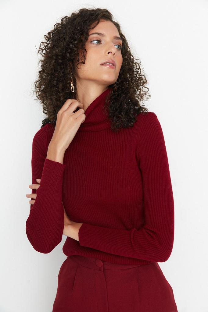 Women's Elegance Style Sweater Green Basic Turtleneck Knitwear Sweater