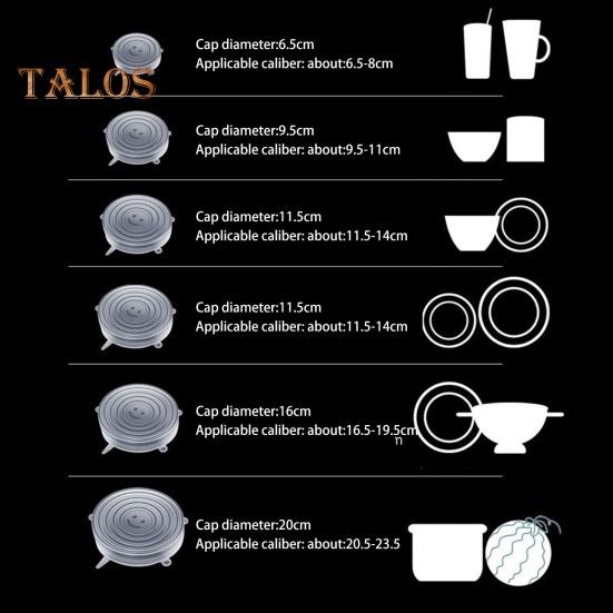 6 шт., силиконовые крышки для пищевых продуктов, крышки для чаш, сильная стабильность, пыленепроницаемость, сохранение свежести, пищевой класс, многофункциональные гибкие изоляционные чехлы, крышки для кастрюль, чашек