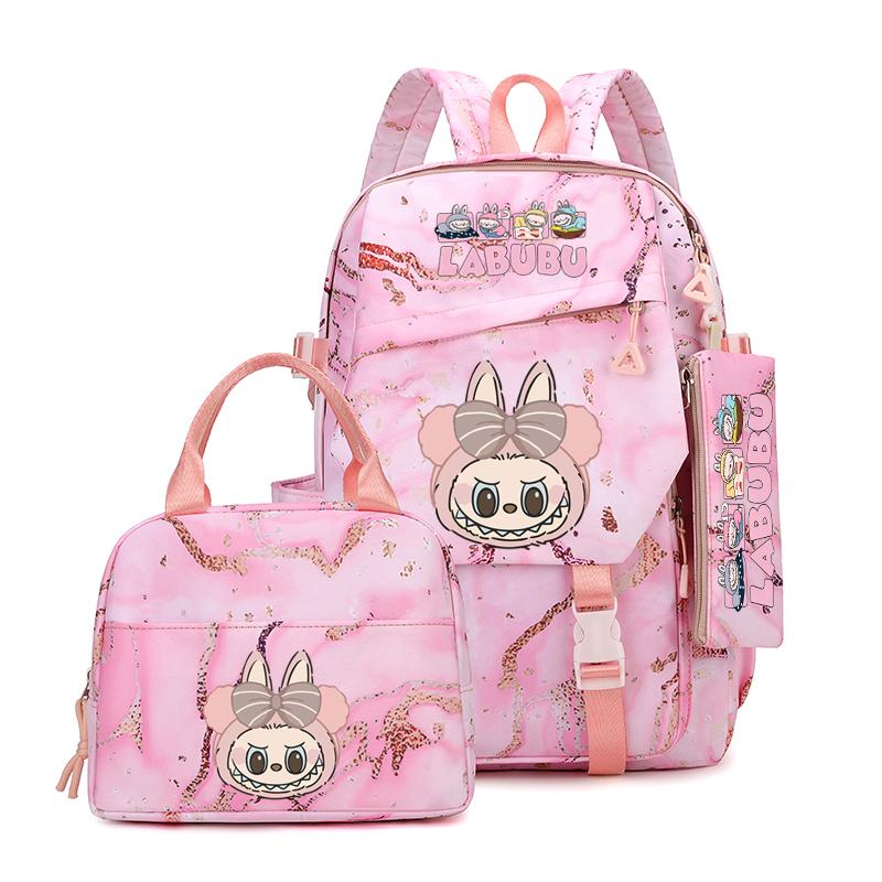 3Pcs/set Cute Printed Backpack Lunch Bag Pencil Case Teen Child Girl Kid Schoolbag Student Bookbag Knapsack Women Travel Bag Gift