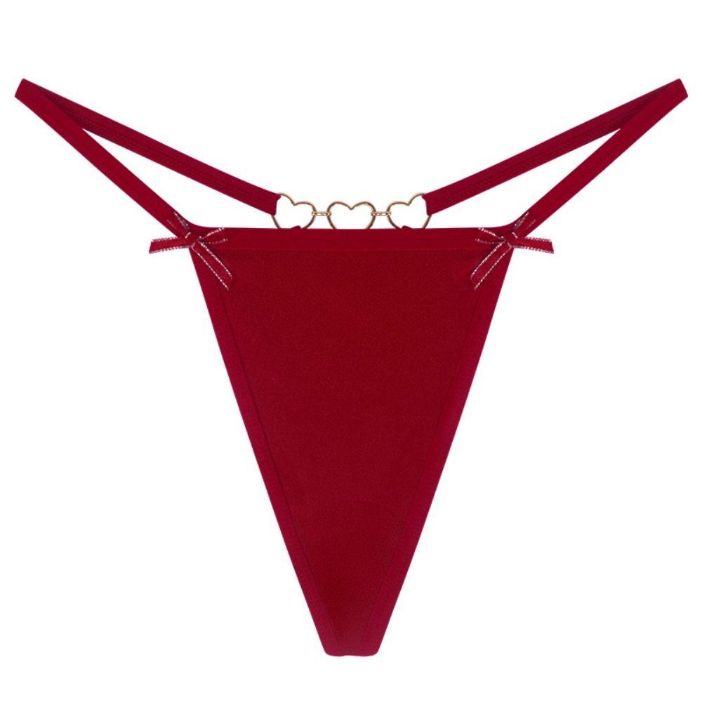 Solid Color Sexy G-String Heart Buckle Traceless Briefs Seamless Bow Thong Lady