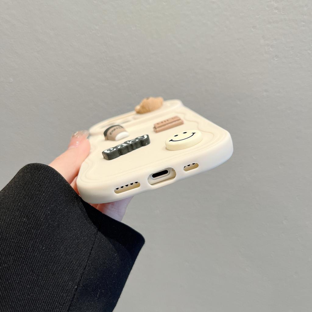 Wavy Push Windows Are Suitable for Apple 15 13 11 Coffee Bear Diy Handmade Soft Shell IPhone 16 Mobile Phone Case