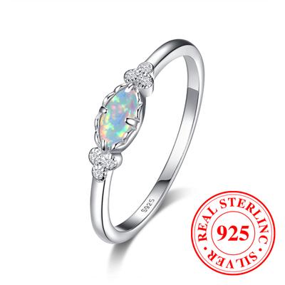 Кольцо с белым огненным опалом маркизной огранки для женщин, обручальные кольца из настоящего серебра 925 пробы, обручальное кольцо с цирконом, ювелирные изделия