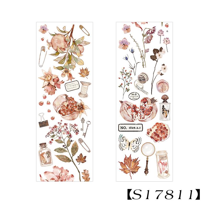 4 стиля, 1 шт./пакет, свежие растения, длинные полоски, наклейки, эстетические цветы, фрукты, украшения для ручного счета, канцелярские наклейки HMM