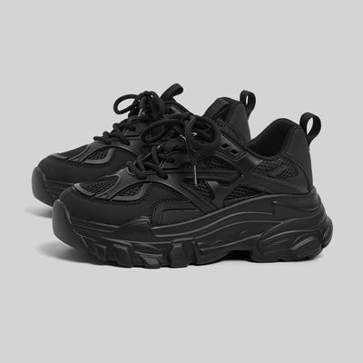 Модные женские кроссовки на платформе, черно-белые, универсальная спортивная обувь на шнуровке, высокая подошва, дышащая обувь для женщин, повседневные теннисные кроссовки для женщин