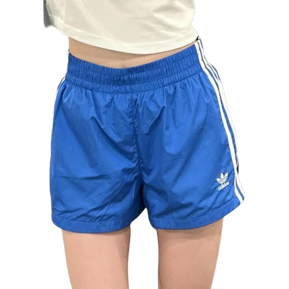 adidas Оригинальные шорты SS24, удобные эластичные спортивные шорты со средней талией и принтом логотипа, женские шорты Bird-Feather-Blue KA3925