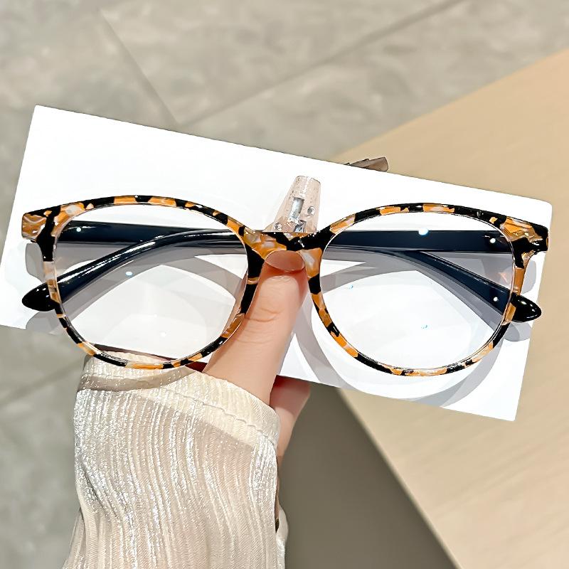 New Fashionable Anti Blue Light Circular Large Frame Reading Glasses Clear Lens Optical Prescription Eyeglasses 0 To +4.0