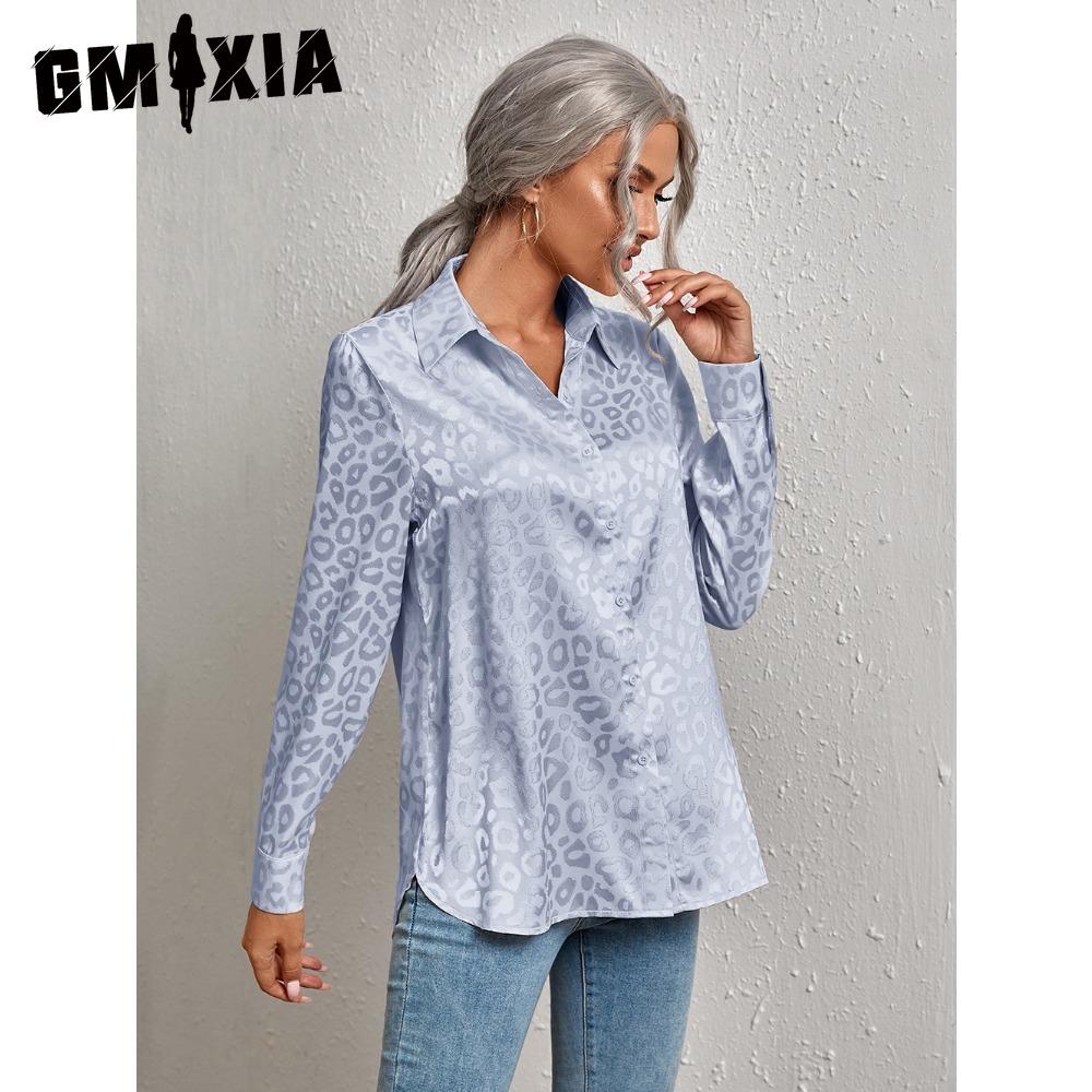 GMXIA Женские модные повседневные блузки и рубашки-поло с длинным рукавом