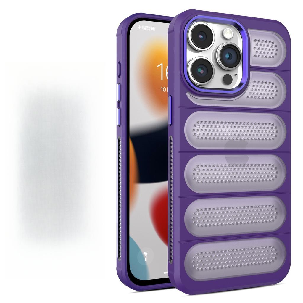 Подходит для iPhone16proMax Матовый Дышащий Отверстие для отвода тепла Чехол для мобильного телефона Apple 15 Противоударная Сетчатая Оболочка 14 Защитная Крышка