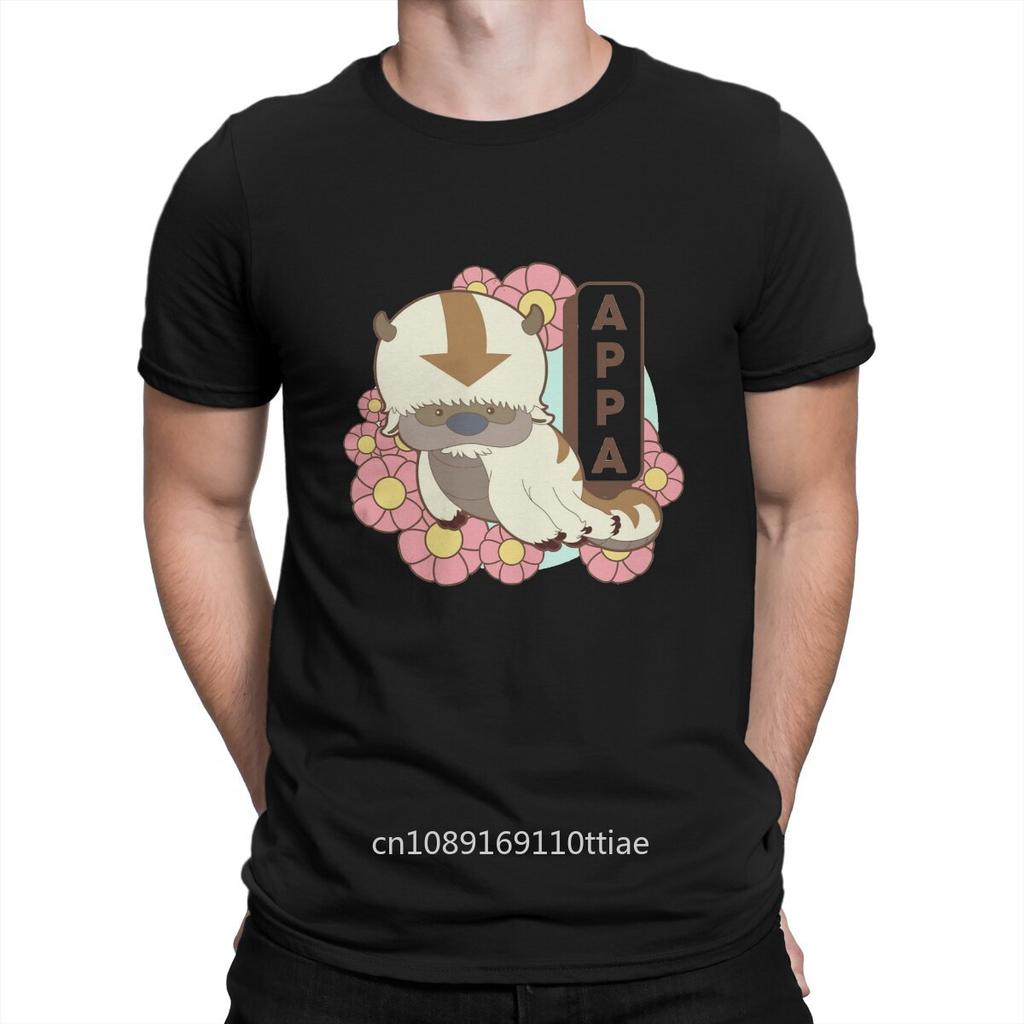 Funny Appa Floral Poster unisex T-Shirt Men Crewneck Pure Cotton T Shirt T-The Last Airbenders Short Sleeve Tee Shirt Printed Clothing
