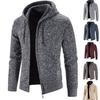Autumn Winter Men's Plush Knitted Jacket with Hood Thick Zipper Jacket Loose Oversized Warm Sweater Cardigan