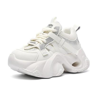 Мода 7 см Воздушная сетка Синтетические балетки Женские тапочки Массивные кроссовки Полые сандалии Блестящая платформа Танкетка Микрофибра Кожаная обувь