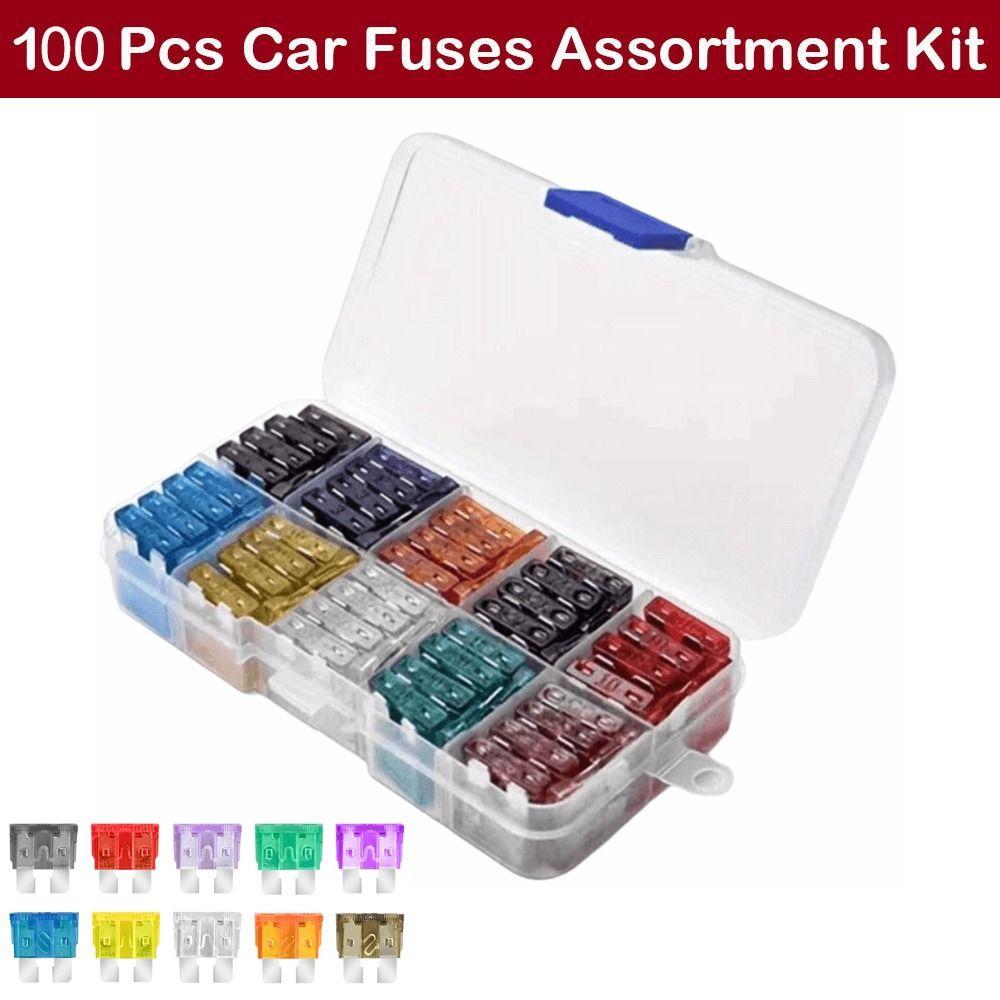 Набор 100 шт. автомобильных предохранителей повышенной прочности, ассорти, коррозионностойкий набор предохранителей, автомобильные предохранители, универсальный