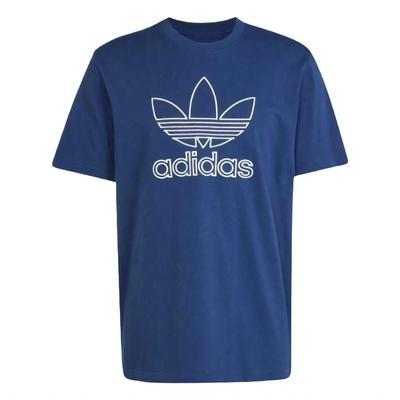 Футболка Originals Adicolor Trefoil Tee Outline, удобная, приятная для кожи, универсальная, с круглым вырезом и коротким рукавом, мужские топы, темно-синего цвета JP1089