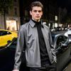 Futing Men's Classic Lapel First Layer Cowhide Business Casual Leather Jacket