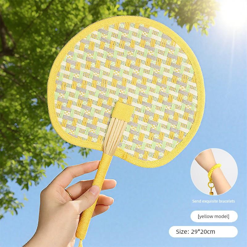 Old-Fashioned Large Palm Leaf Fan, Household Straw Fan, Mosquito-Repelling Handmade Baby Fan, Small Sunflower Fan, Durable Banana Leaf Fan