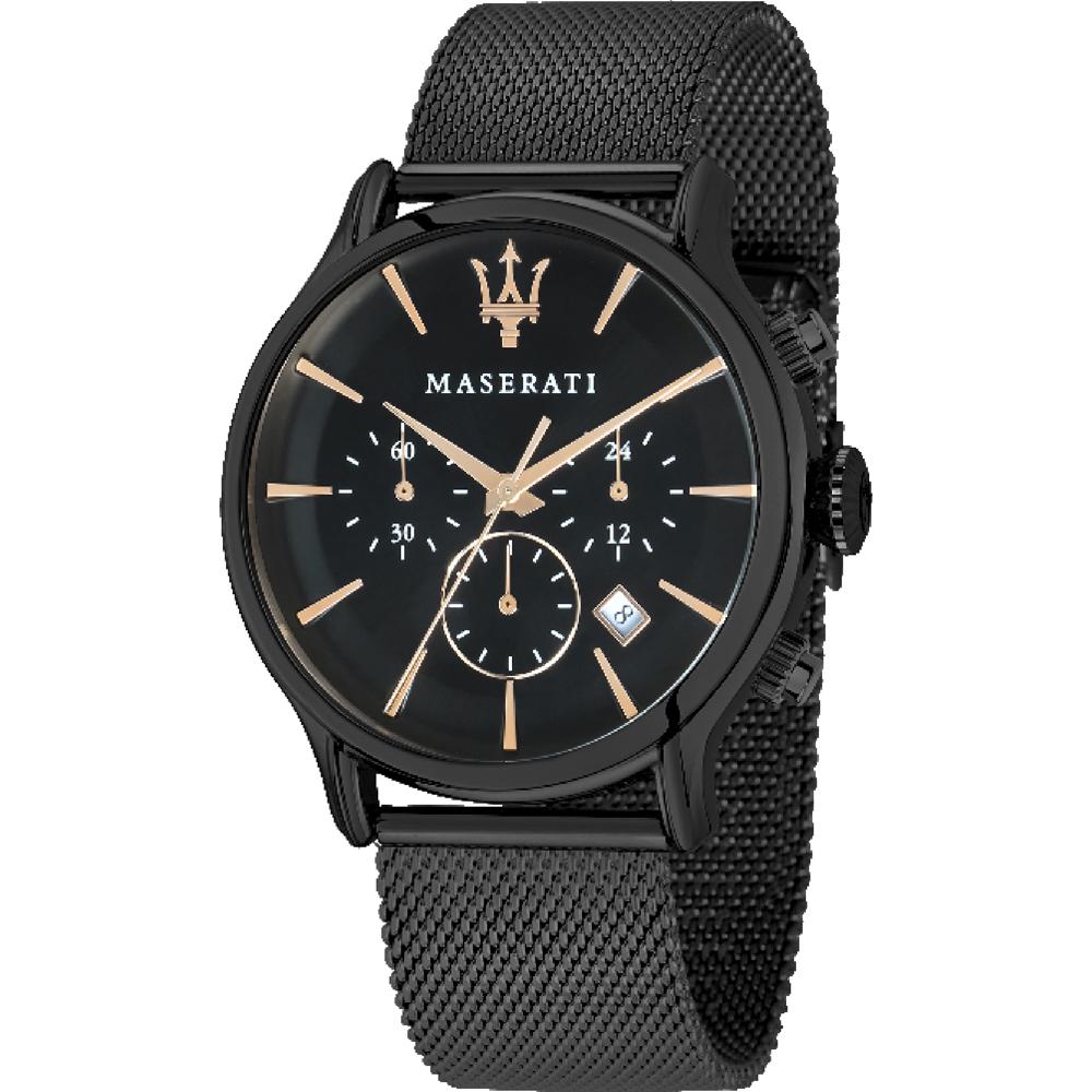 Maserati Мужские кварцевые часы Epoca Black Metal с хронографом и датой R8873618006