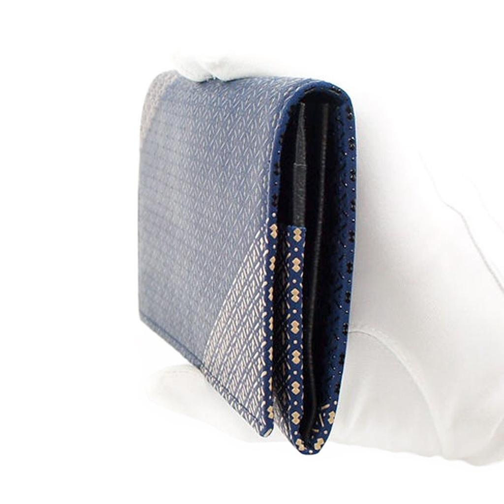 Длинный кошелек Inden с тыквой для монет, темно-синий x черный и белый лак 8215 [Indenya], кошелек, оленья кожа, Ihori, узор,