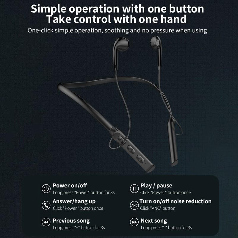 Bluetooth наушники с шейным ремешком, стерео беспроводные наушники-вкладыши, магнитные спортивные наушники с микрофоном для смартфона