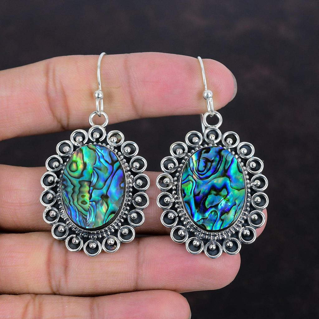 Abalone Shell Gemstone Earring 925 Sterling Silver Earring Handmade Earrings Wonderful Abalone Shell Jewelry Gifts For Friend Silver Jewelry