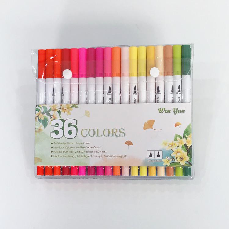 Double-Ended Watercolor Brush Pen Set - Soft-Tip Colored Markers for Children's Outlining and Painting
