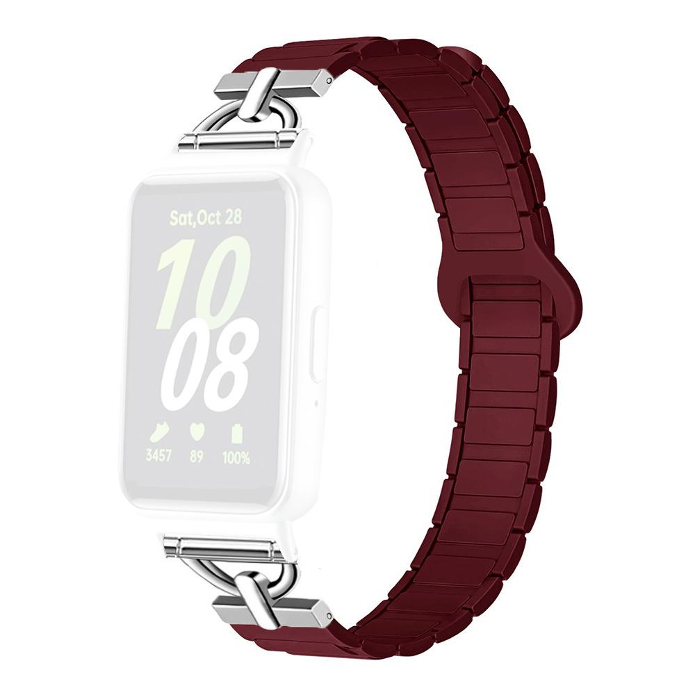 For Samsung Galaxy Fit3 Magnetic Watch Strap Silicone Wrist Band with D Ring Connector