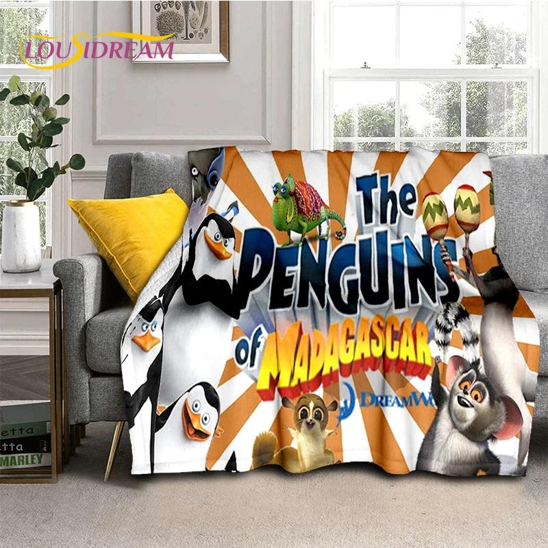Милые пингвины из мультфильма «Мадагаскар» Плед, Мягкий плед для дома, спальни, кровати, дивана, пикника, путешествий, офиса, Покрывало, Подарок для ребенка