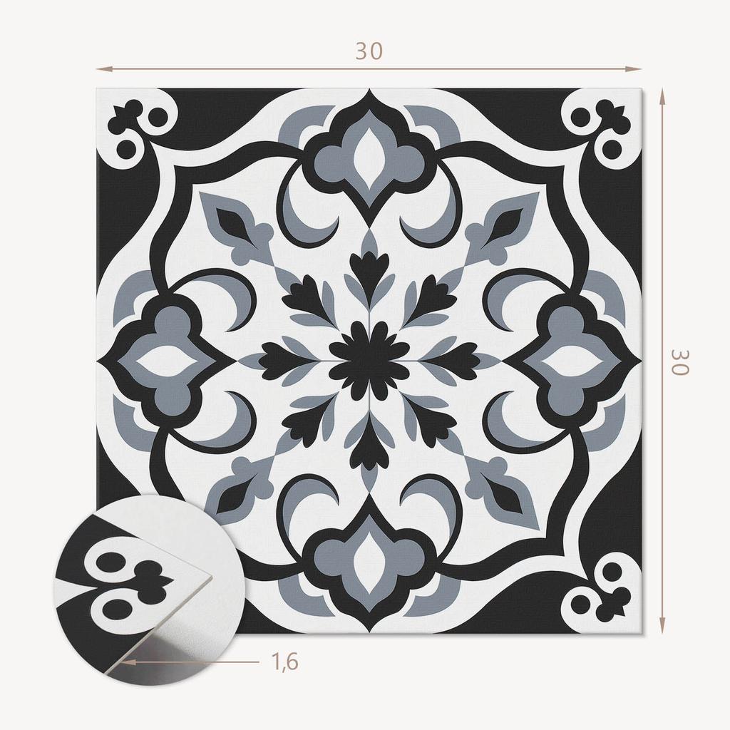 Okładzina Kafelki Z Winylu Samoprzylepne Wzór Kwiatowy Z Ornamentami 9X30X30 Cm