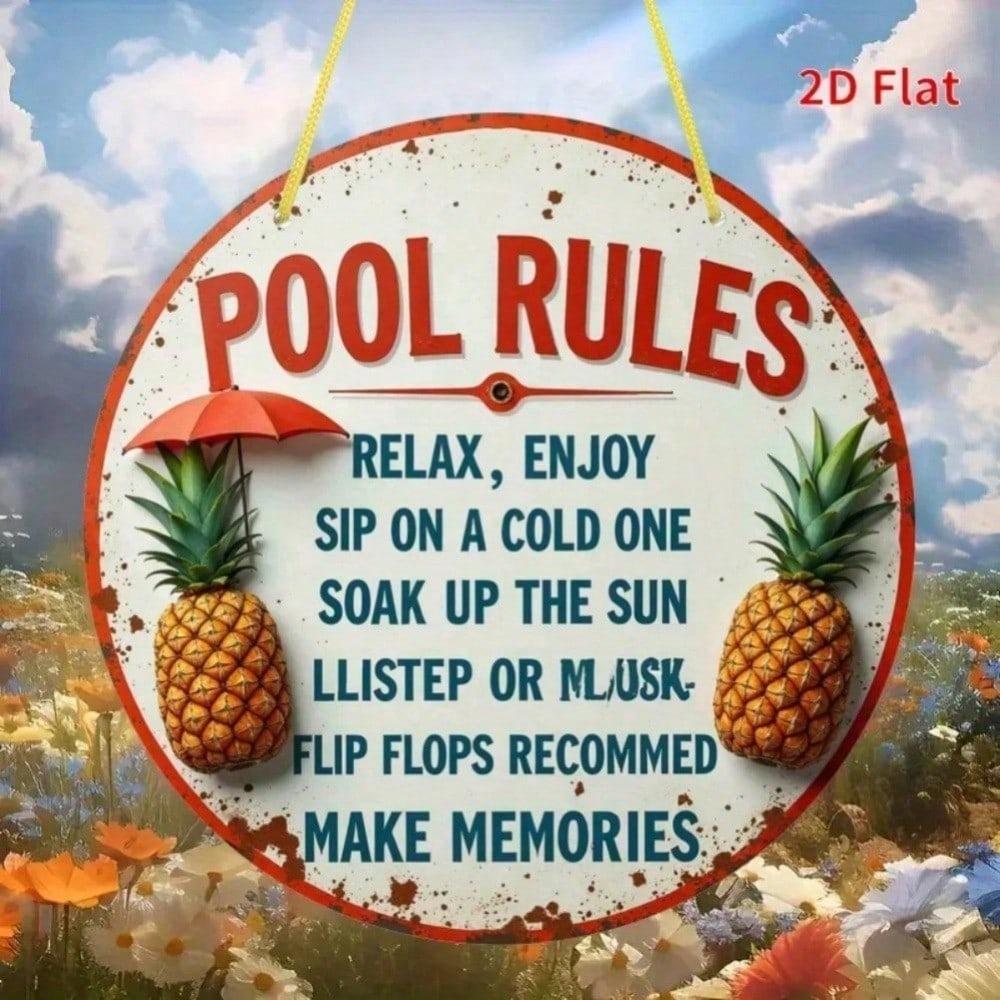 Vintage Metal Tin Sign Pool Rules Wall Decor for Home Bar Man Cave Gift