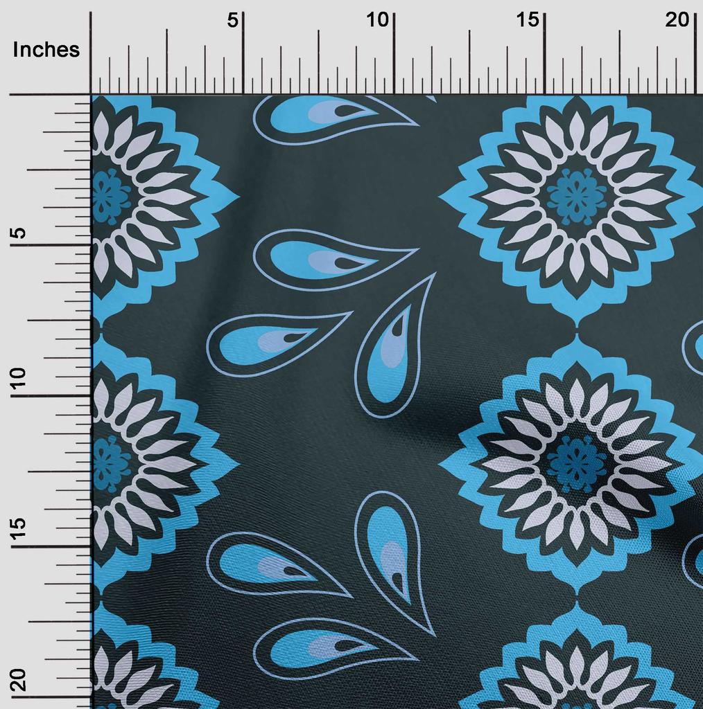 oneOone Хлопковая гибкая темно-бирюзовая зеленая ткань, азиатская декоративная ткань для одежды своими руками, стеганая ткань с принтом, ткань в ярдах, 40 дюймов