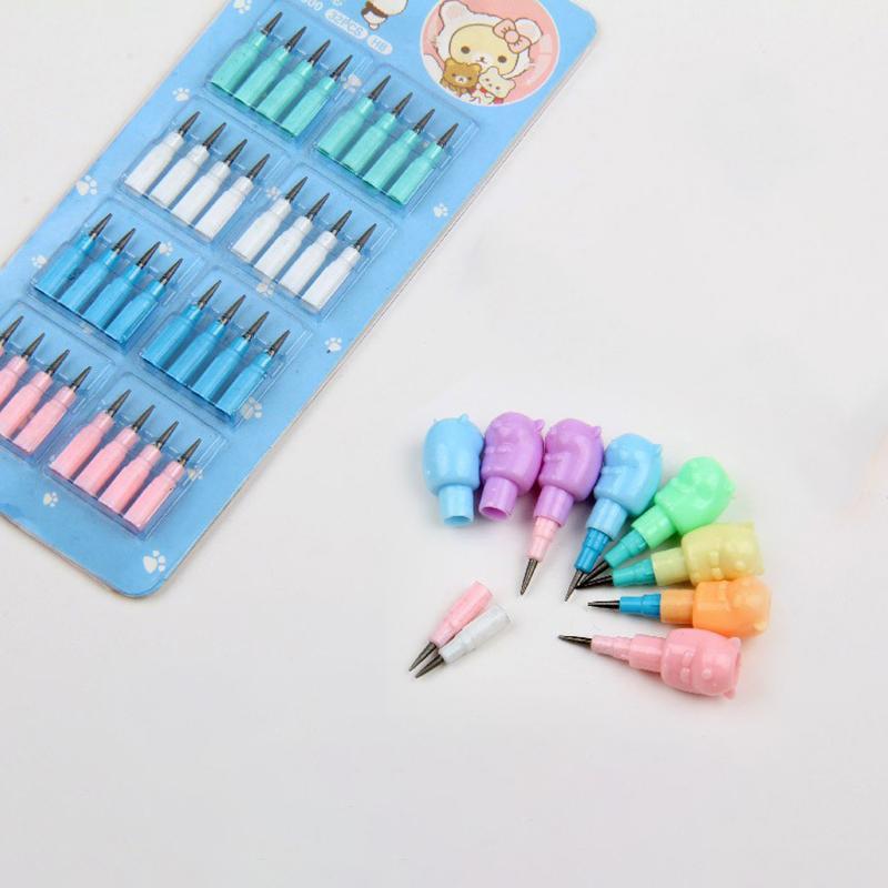 2Pcs/Pack Cartoon Animals Mechanical Pencils Kawaii Hb Lead Non Sharpening Pencil For Writing Stationery Kids Gift