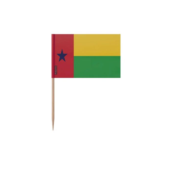 Cure-dents - Multicolore - Drapeau Guinée-Bissau - 8 Cm - 100 Pièces - Bâton En Bambou
