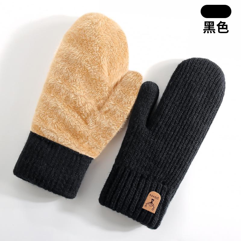 New Winter Thermal Gloves Women's Fleece Thickened Mittens Cycling Skiing Wool, Bag Cover Knitted Gloves