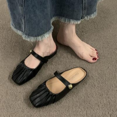 Женская обувь, женские тапочки, лоферы со шлепанцами, модные мягкие роскошные резиновые лоферы на плоской подошве из искусственной кожи с резьбой, базовые лоферы, женская обувь