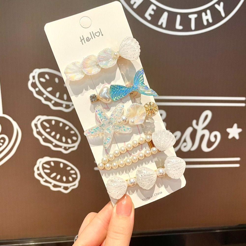 5Pcs Ocean Series Shell Starfish Hair Clips Princess Barrette New Mermaid Hairpins  Girls