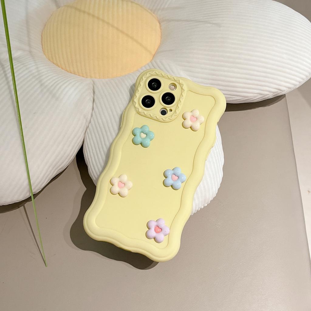 Корейский ins кремовый стиль трехмерный цветок цветок для iPhone17 Apple 16Pro max чехол для мобильного телефона 15 женщины 14