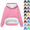 Women's Fashionable Everyday Versatile Casual Velvet Hooded Sweatshirt Long Sleeve Solid Color Top Sweatshirt