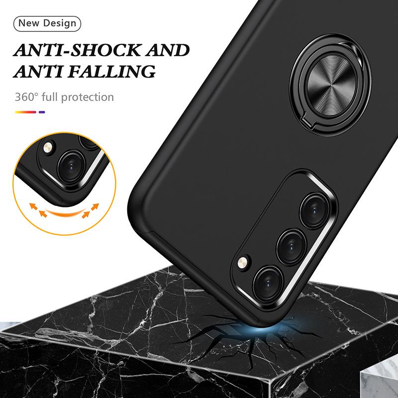Автомобильный чехол-держатель для Samsung S23 Plus: Магнитный, Защита от падений, Полное покрытие со скрытым держателем-кольцом