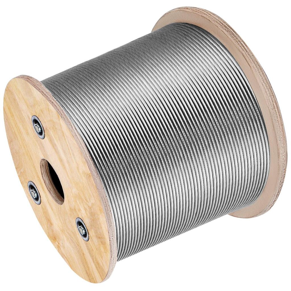 T316 Stainless Steel Cable 1/8" 7x7 Steel Wire Rope Cable 500FT Cable Railing Transport Wire Rope Cable for Railing Decking DIY Balustrade