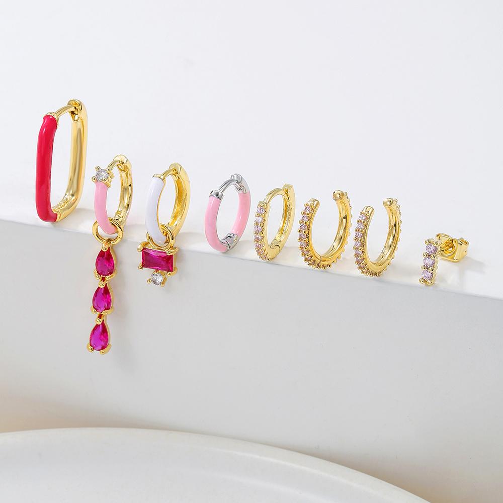 Stainless Steel Zircon Geometry Dangle Earring 18K Gold Plated Huggie Women's Earring Ear Clip Piercing Jewelry pendientes mujer