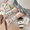 Cartoon Cat Embroidery Cute Socks Women Casual Striped Fashion Women Socks Hip Hop Skateboard School Girls Middle-tube Socks Sox
