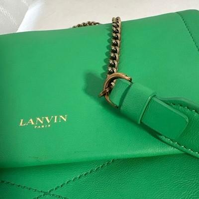 LANVIN Chain Shoulder Bag Purse Green USED Good Condition Ships From Japan