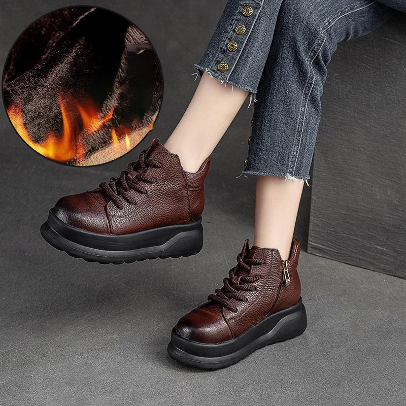 Fashion GKTINOO 2025 Autumn Winter Shoes Genuine Leather Ankle Motorcycle Boots for Women Thick Sole Women Ankle Boots Ladies Botas