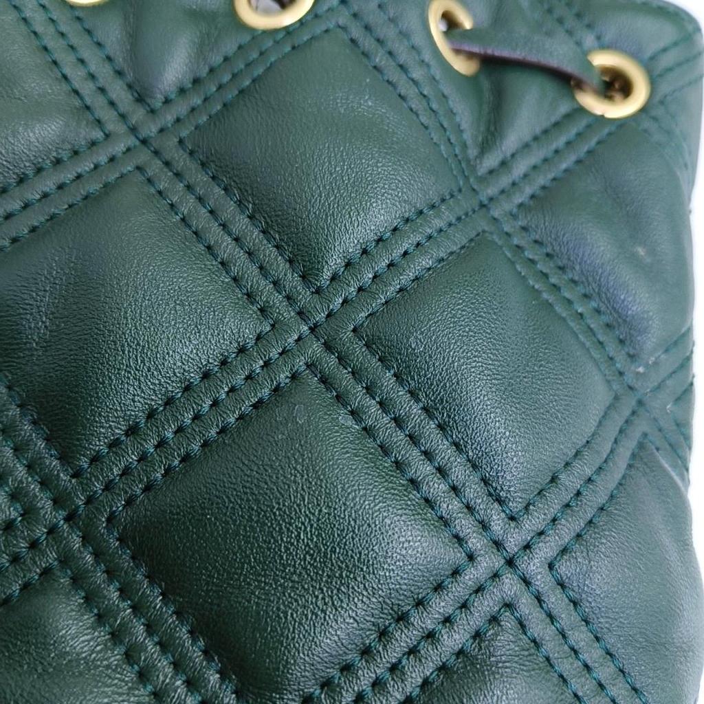 [Pre-Owned] Fleming Mini Green Lambskin Quilted Tassel Shoulder Bag Gold Hardware - Excellent #IG645